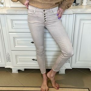 Free people front button cream jeans - skinny